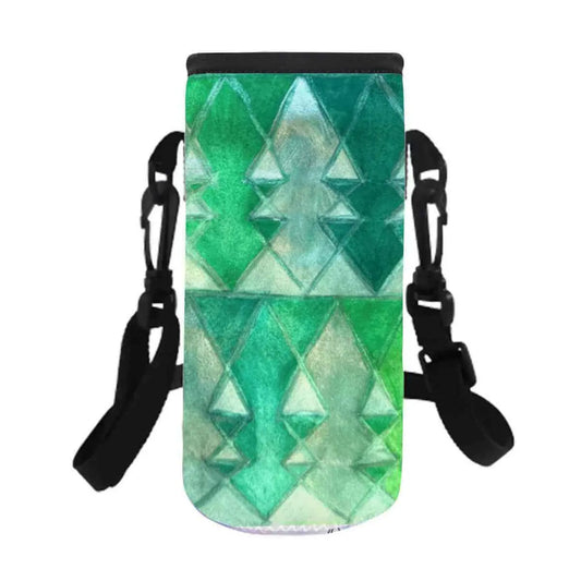 Joyful Christmas Water Bottle Sleeve featuring green tree patterns for safe and stylish hydration on the go.