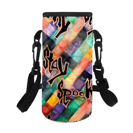 Stay Spooky Water Bottle Sleeve with colorful patterns, designed to keep your sensory bottle safe.