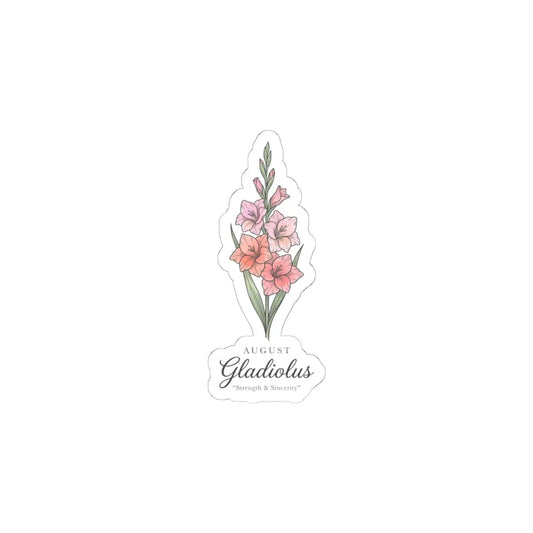 August Gladiolus Birth Flower Sticker | botanical watercolor, personalized name option Printify