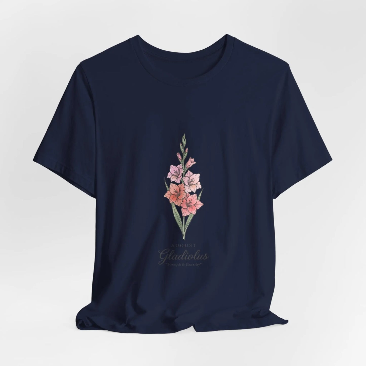 Gladiolus Birth Month Flower Tee | Botanical Watercolor, Personalized Name Printify