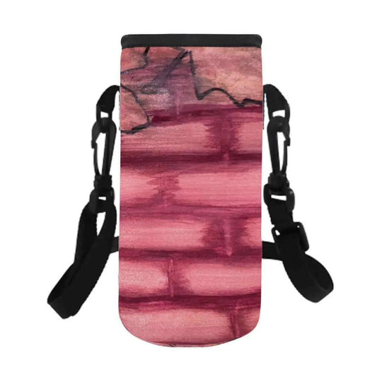 Autumn water bottle sleeve featuring a stylish pink and red pattern, perfect for keeping your drink insulated.