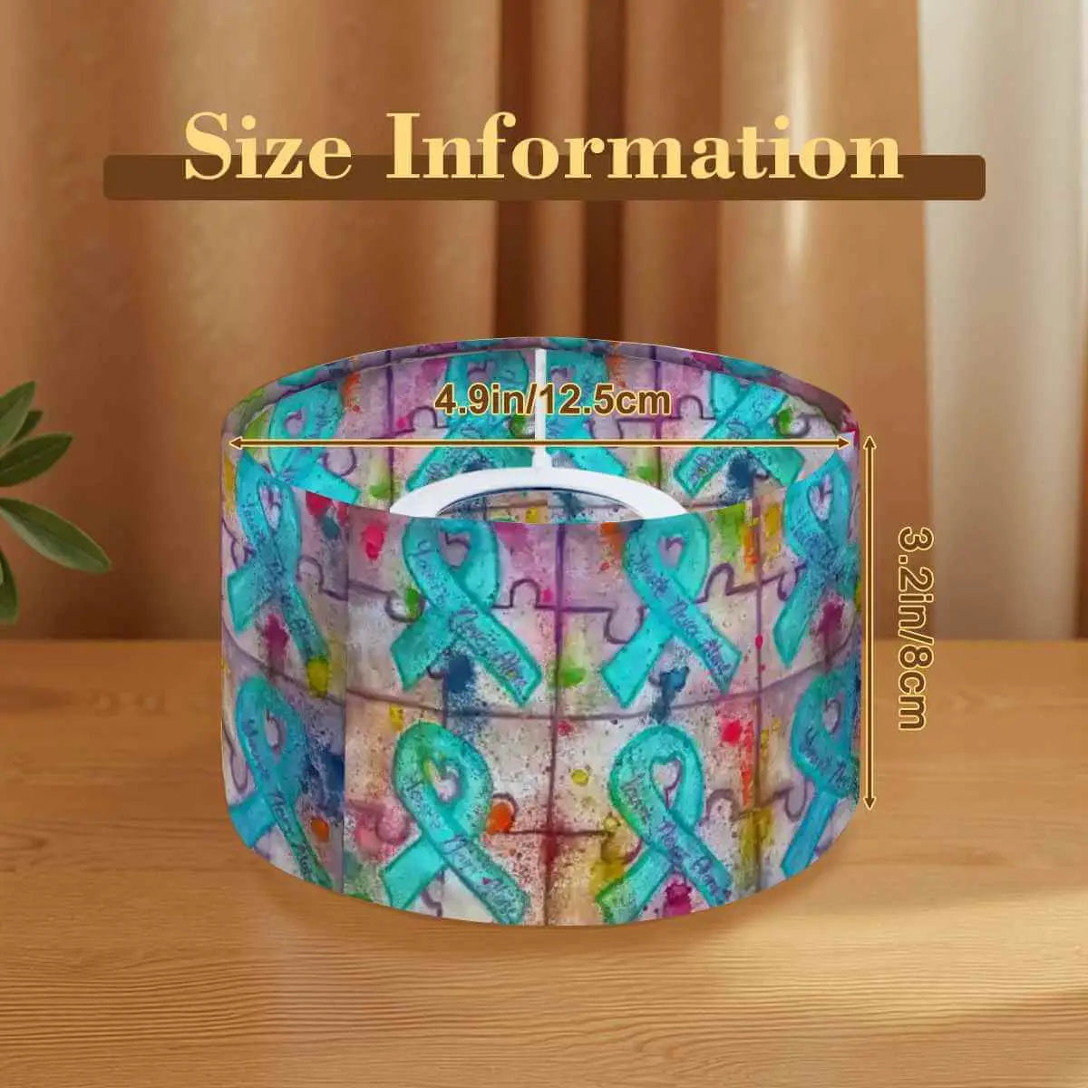 Sparkly New Year Candle Warmer Lampshade showcasing size information and vibrant design.