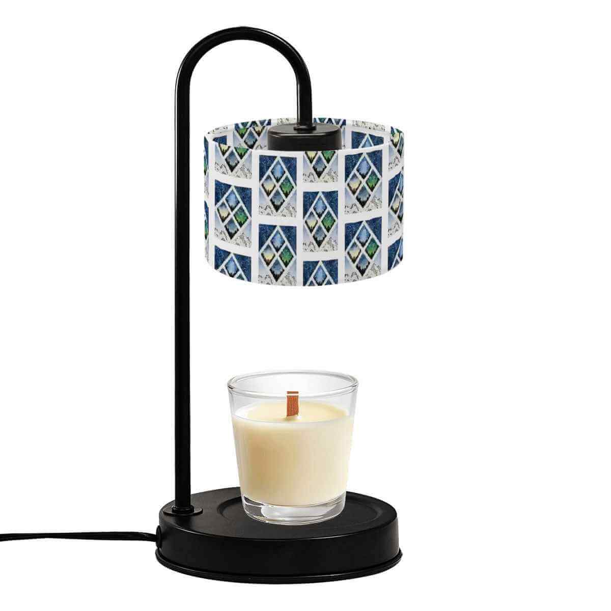 Sparkly New Year Candle Warmer Lampshade with elegant patterned design and lit candle.