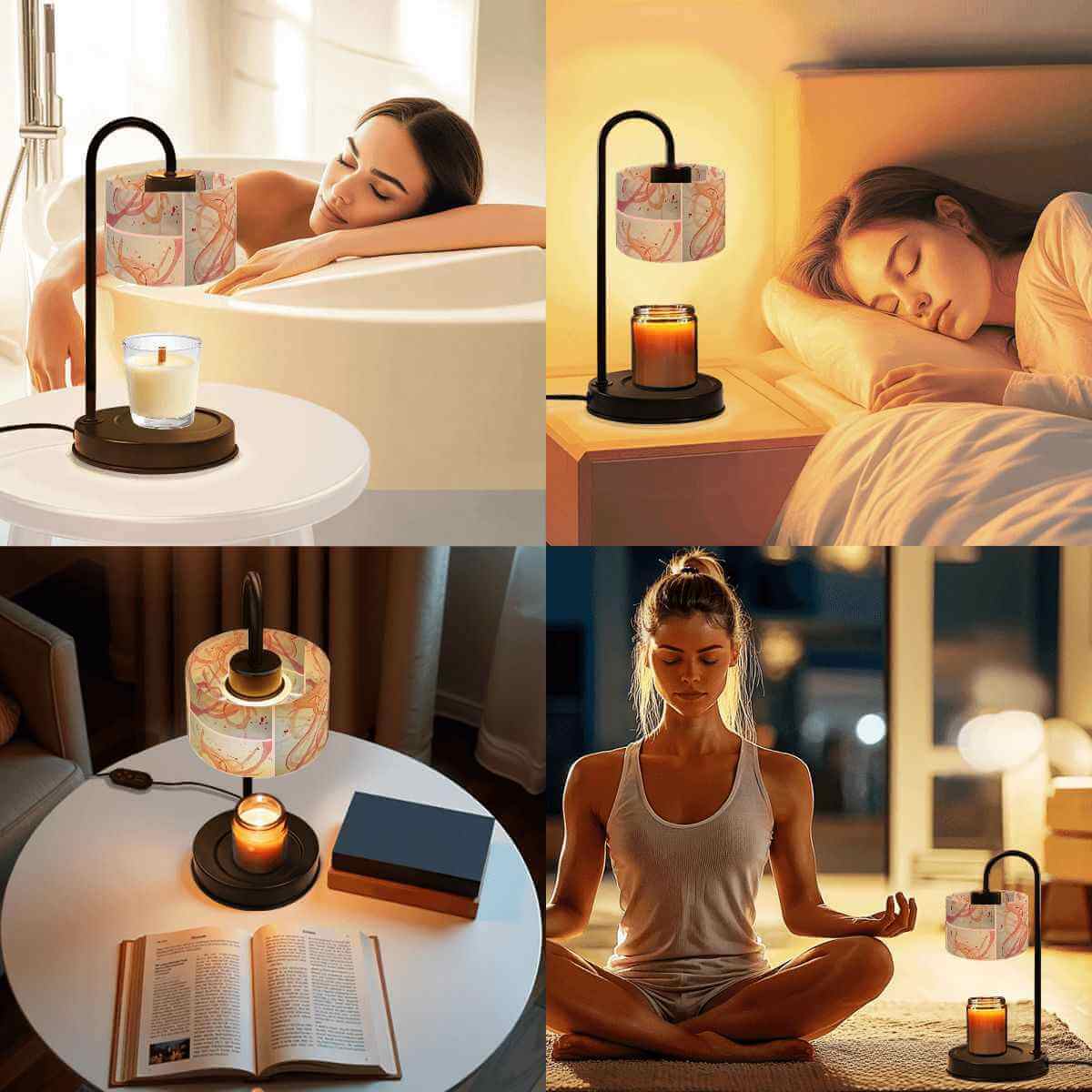 Sparkly New Year Candle Warmer Lampshade in cozy settings with candles, enhancing relaxation and ambiance.