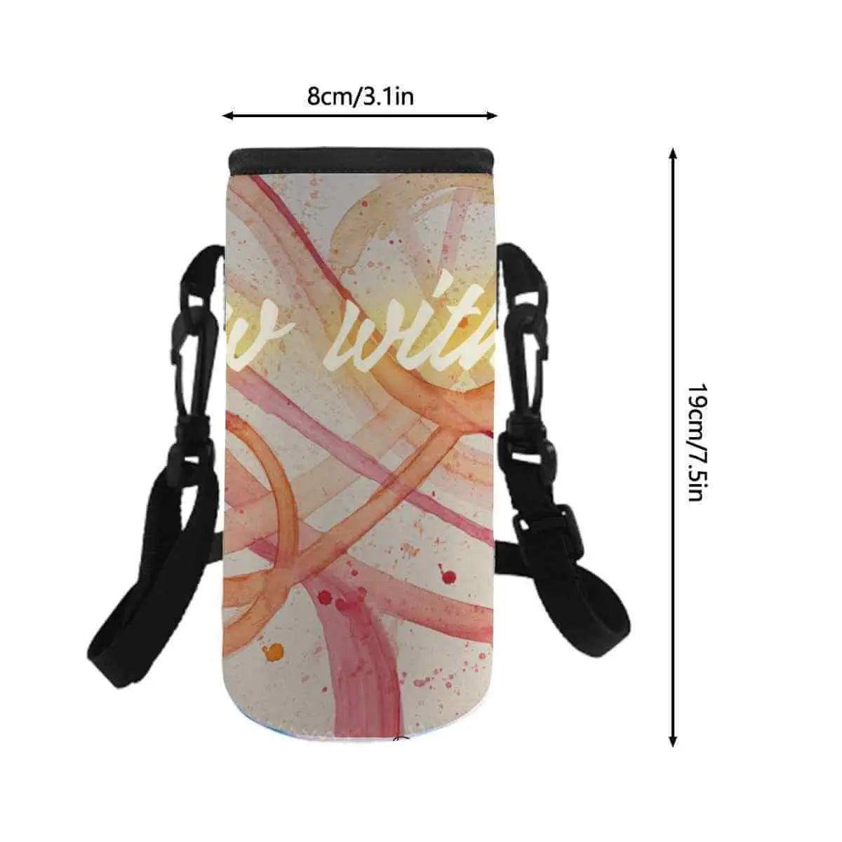 You're Not Alone Bottle Sleeve with adjustable straps and colorful design, 19cm x 8cm.