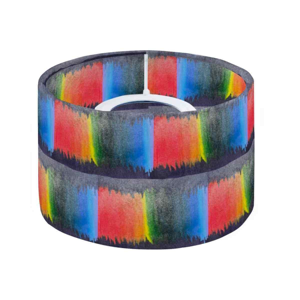 Sparkly New Year Candle Warmer Lampshade with a colorful watercolor design showcasing vibrant reds, blues, and greens.