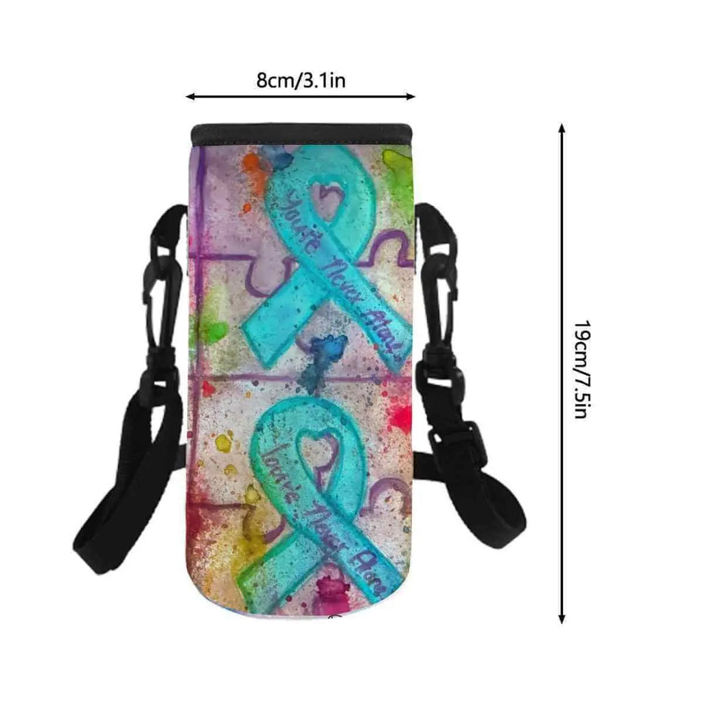 You're Not Alone Bottle Sleeve - Stay Hydrated in Style featuring colorful design and adjustable straps.