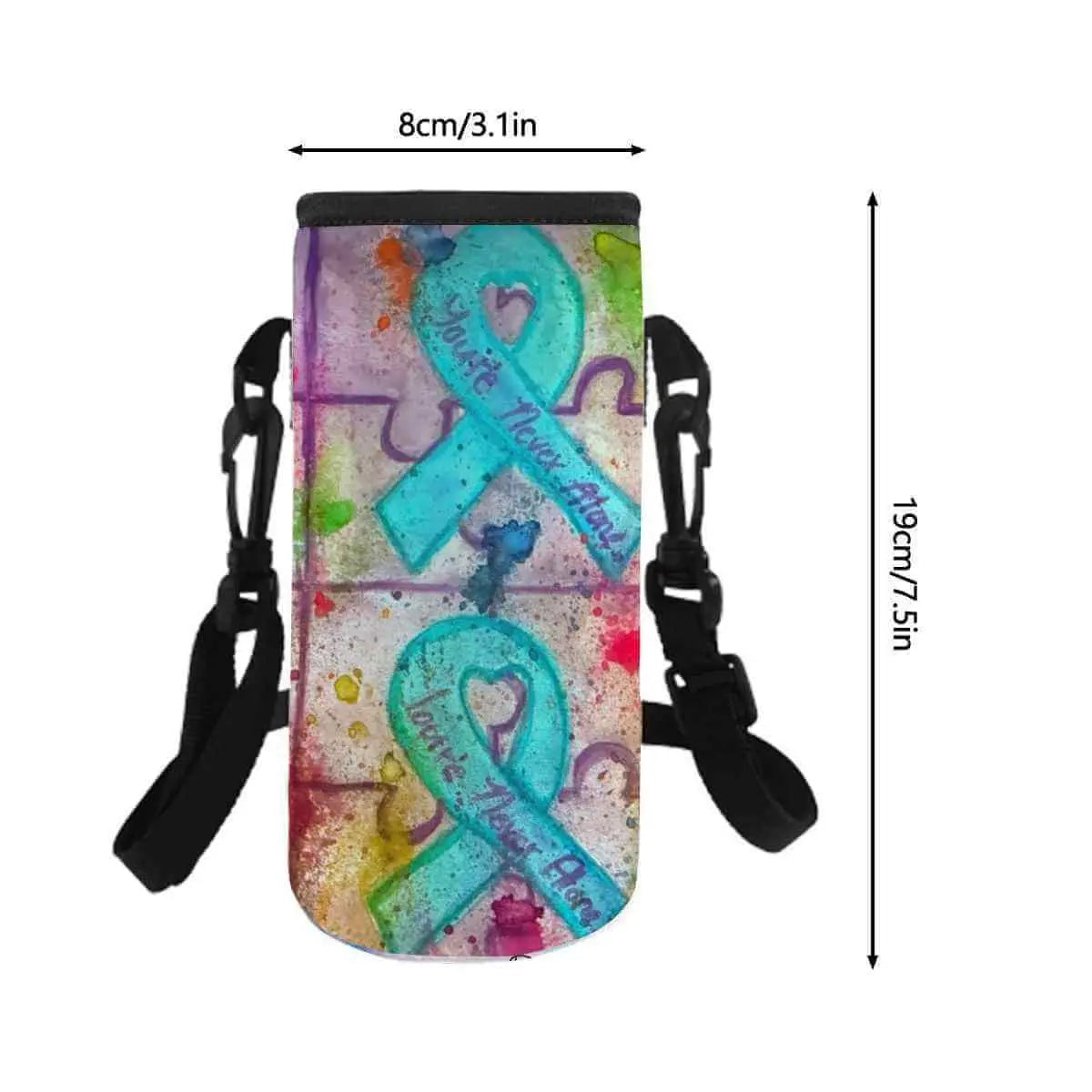 You're Not Alone Bottle Sleeve - Stay Hydrated in Style featuring colorful design and adjustable straps.