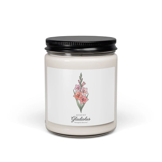 August Gladiolus Birth Flower Soy Candle | Botanical, Personalized Printify