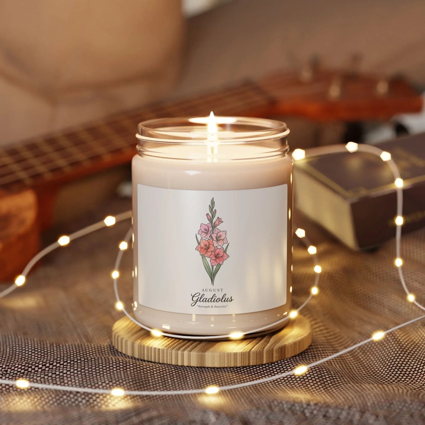 August Gladiolus Birth Flower Soy Candle | Botanical, Personalized Printify