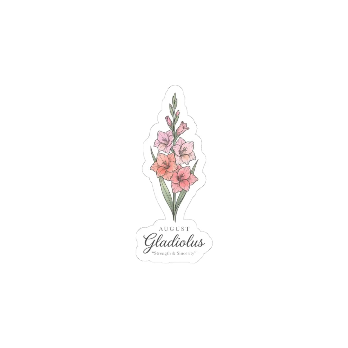 August Gladiolus Birth Flower Sticker | botanical watercolor, personalized name option Printify