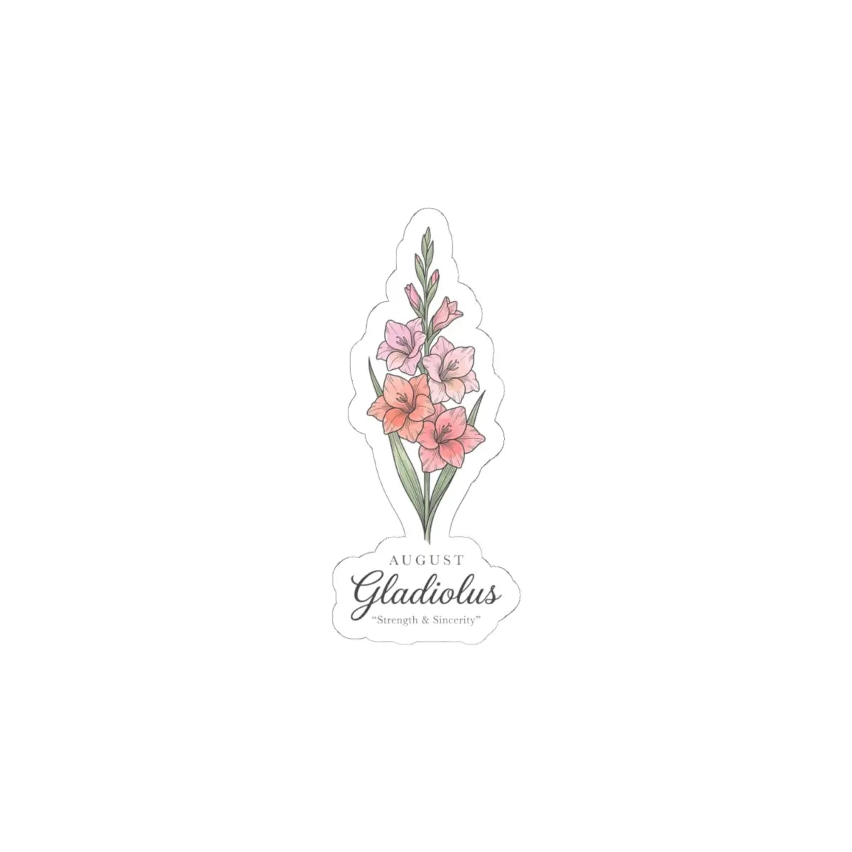 August Gladiolus Birth Flower Sticker | botanical watercolor, personalized name option Printify