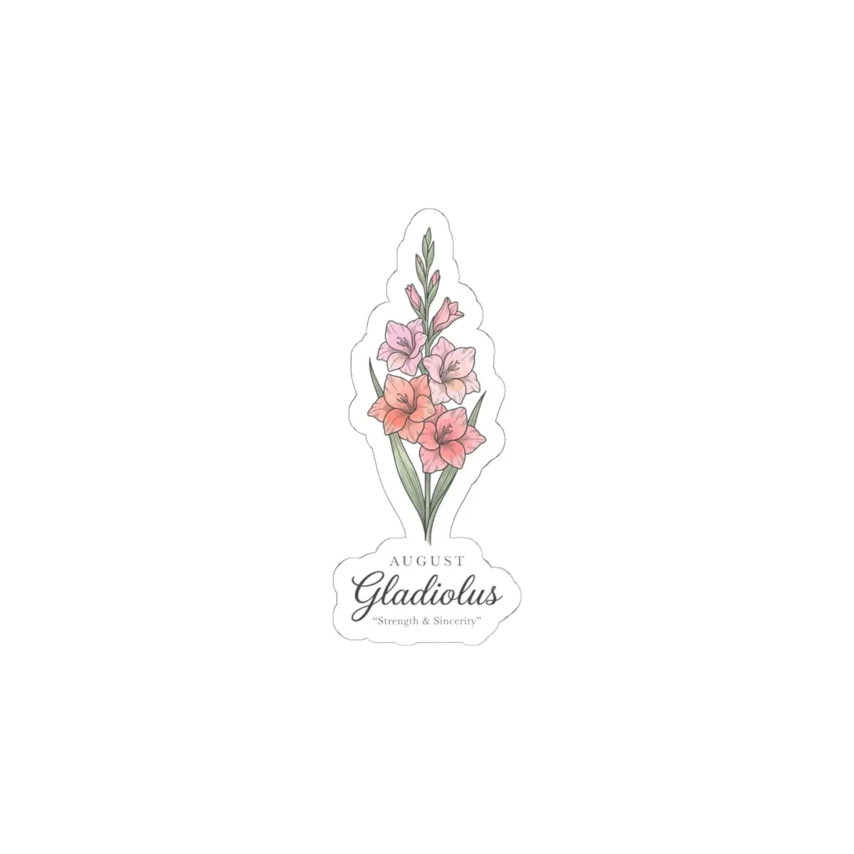 August Gladiolus Birth Flower Sticker | botanical watercolor, personalized name option Printify