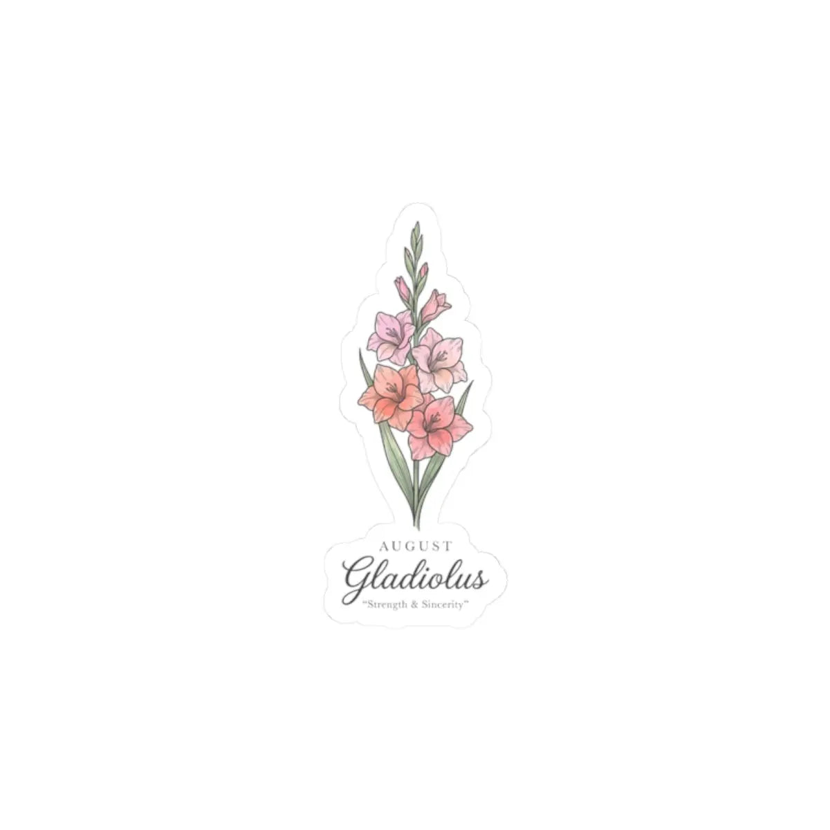 August Gladiolus Birth Flower Sticker | botanical watercolor, personalized name option Printify