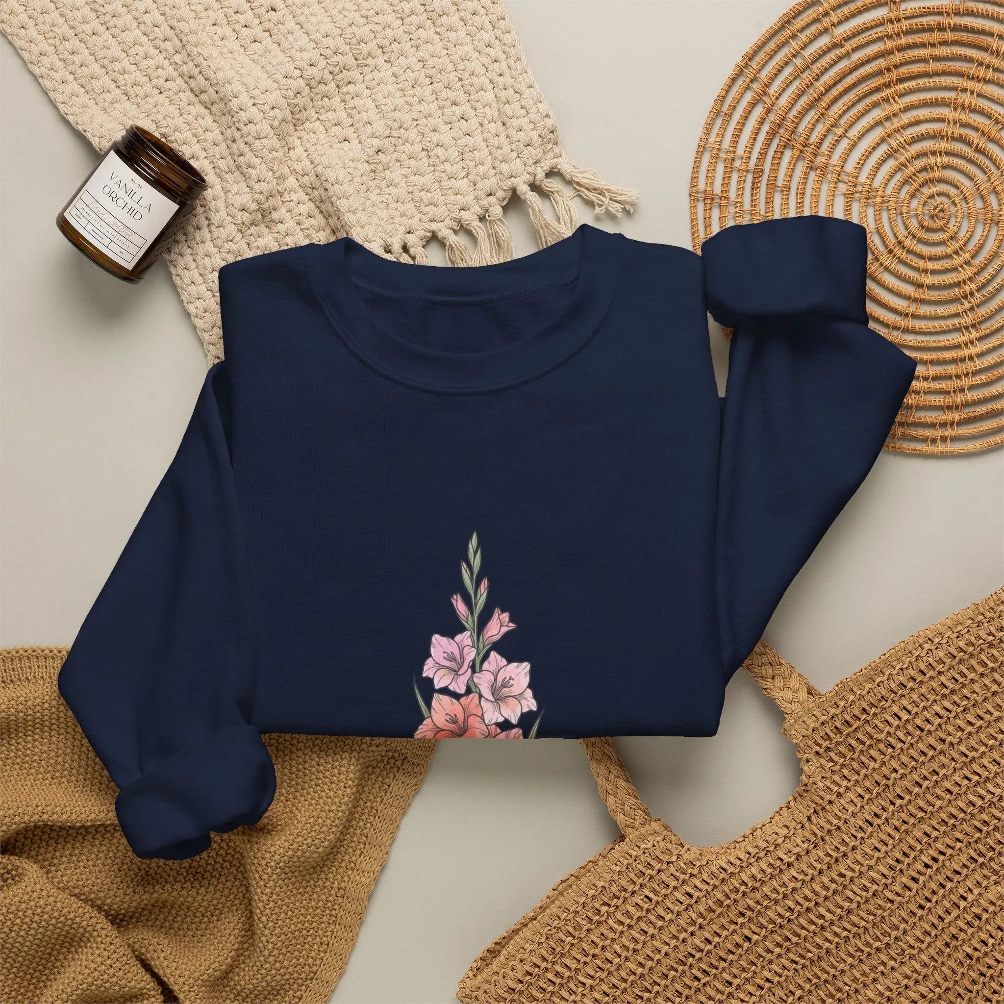 Gladiolus Birth Month Flower Sweatshirt | botanical watercolor, personalized Printify