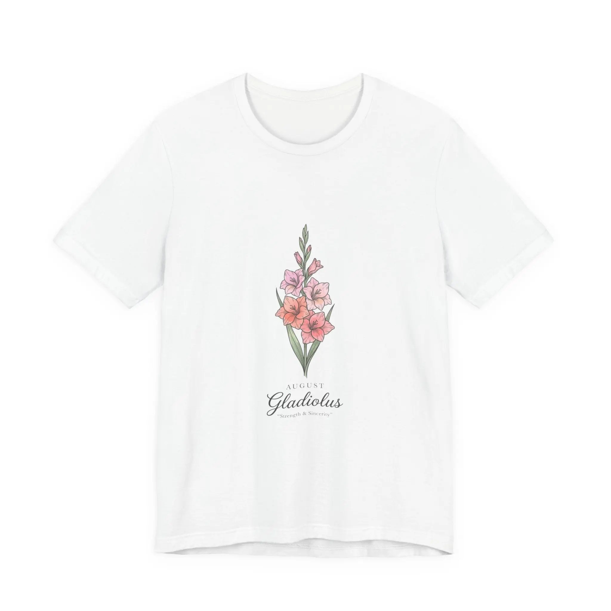 Gladiolus Birth Month Flower Tee | Botanical Watercolor, Personalized Name Printify