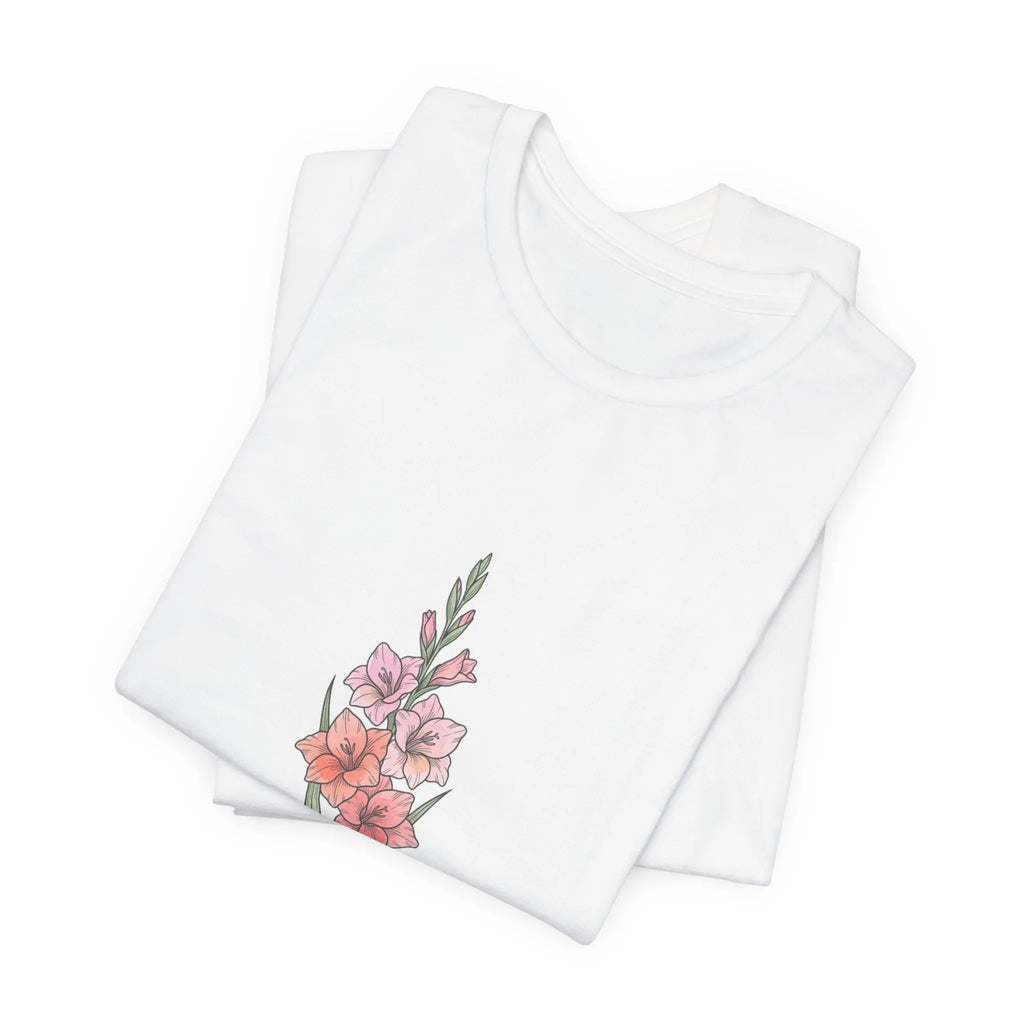 Gladiolus Birth Month Flower Tee | Botanical Watercolor, Personalized Name Printify