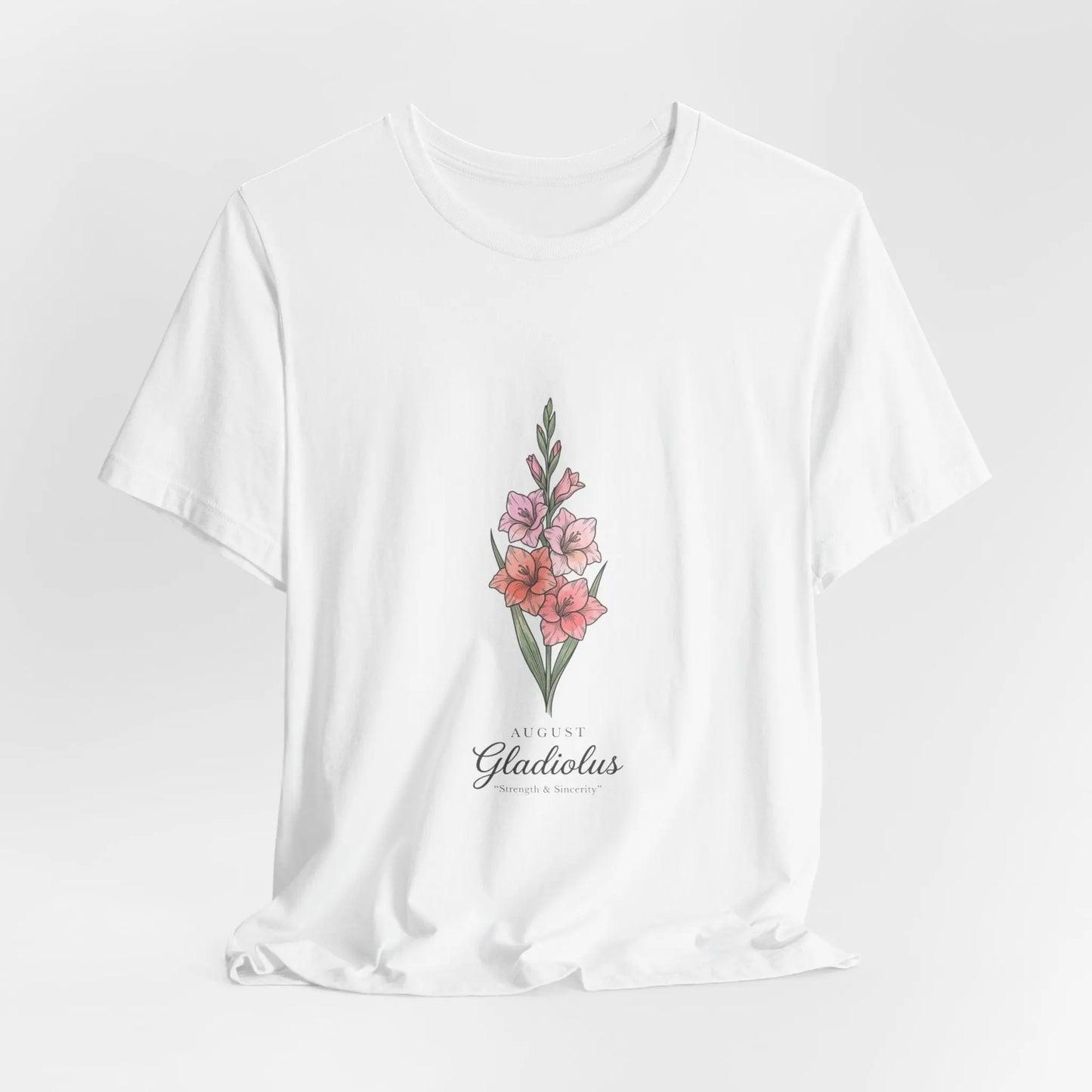 Gladiolus Birth Month Flower Tee | Botanical Watercolor, Personalized Name Printify