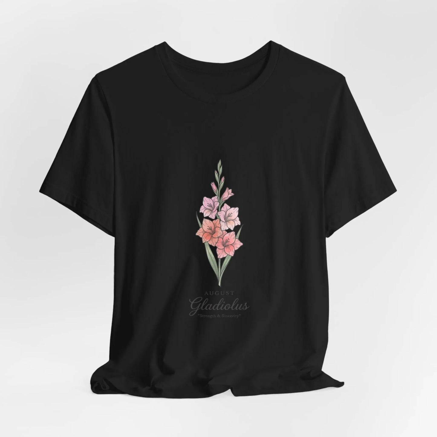 Gladiolus Birth Month Flower Tee | Botanical Watercolor, Personalized Name Printify