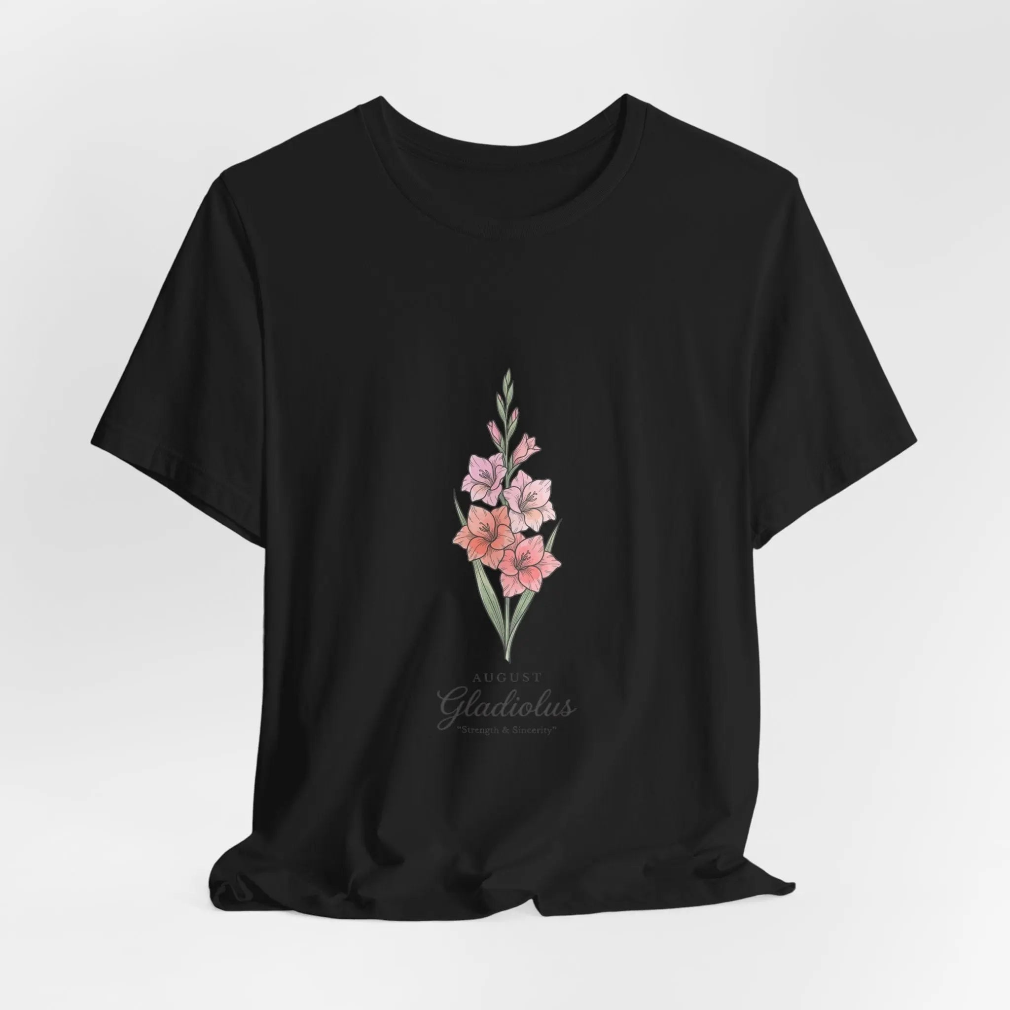 Gladiolus Birth Month Flower Tee | Botanical Watercolor, Personalized Name Printify