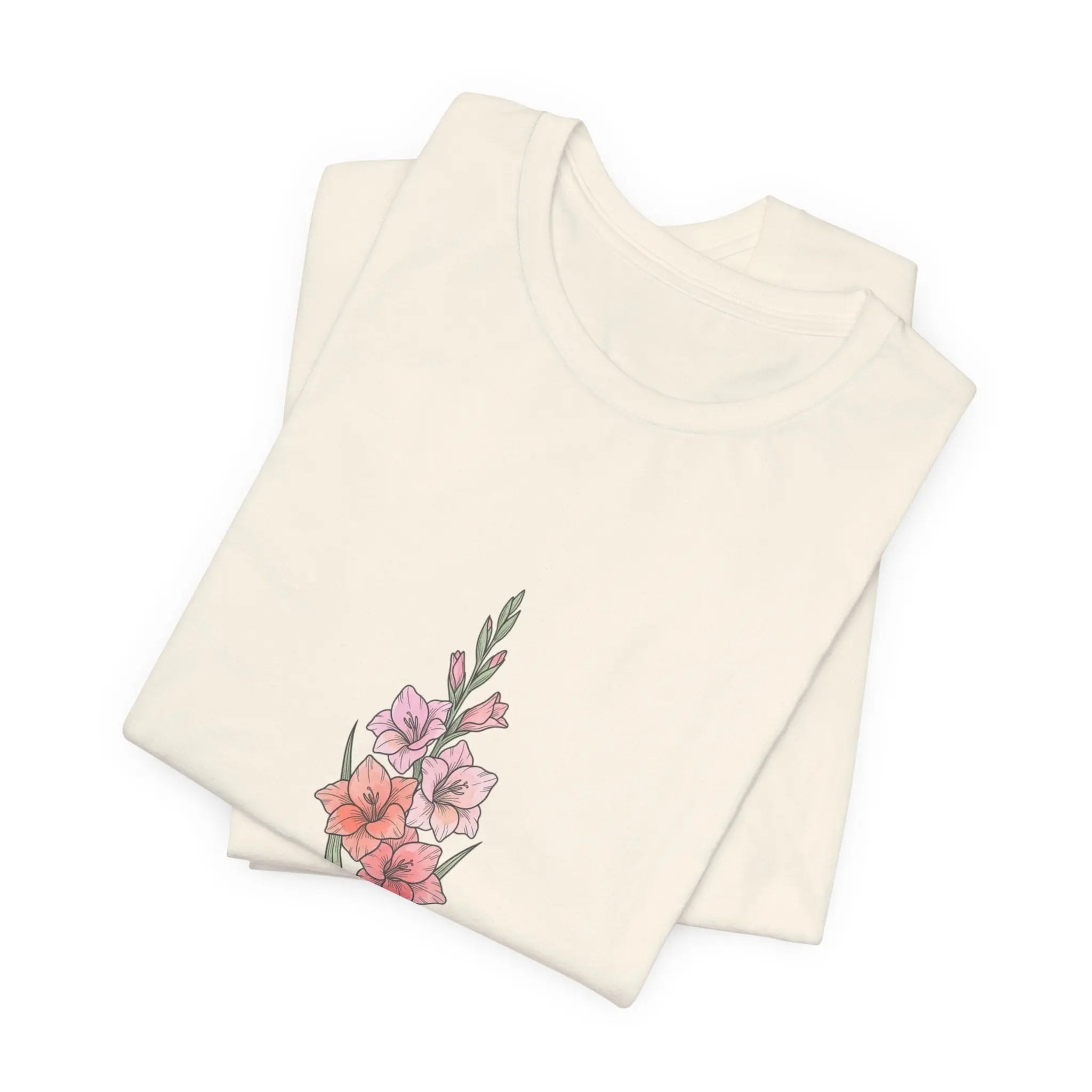Gladiolus Birth Month Flower Tee | Botanical Watercolor, Personalized Name Printify