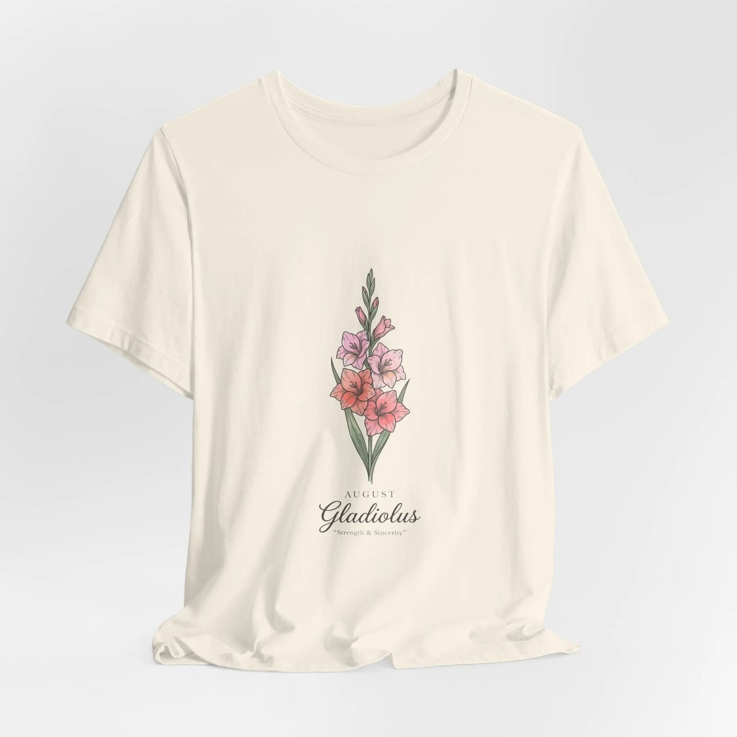 Gladiolus Birth Month Flower Tee | Botanical Watercolor, Personalized Name Printify