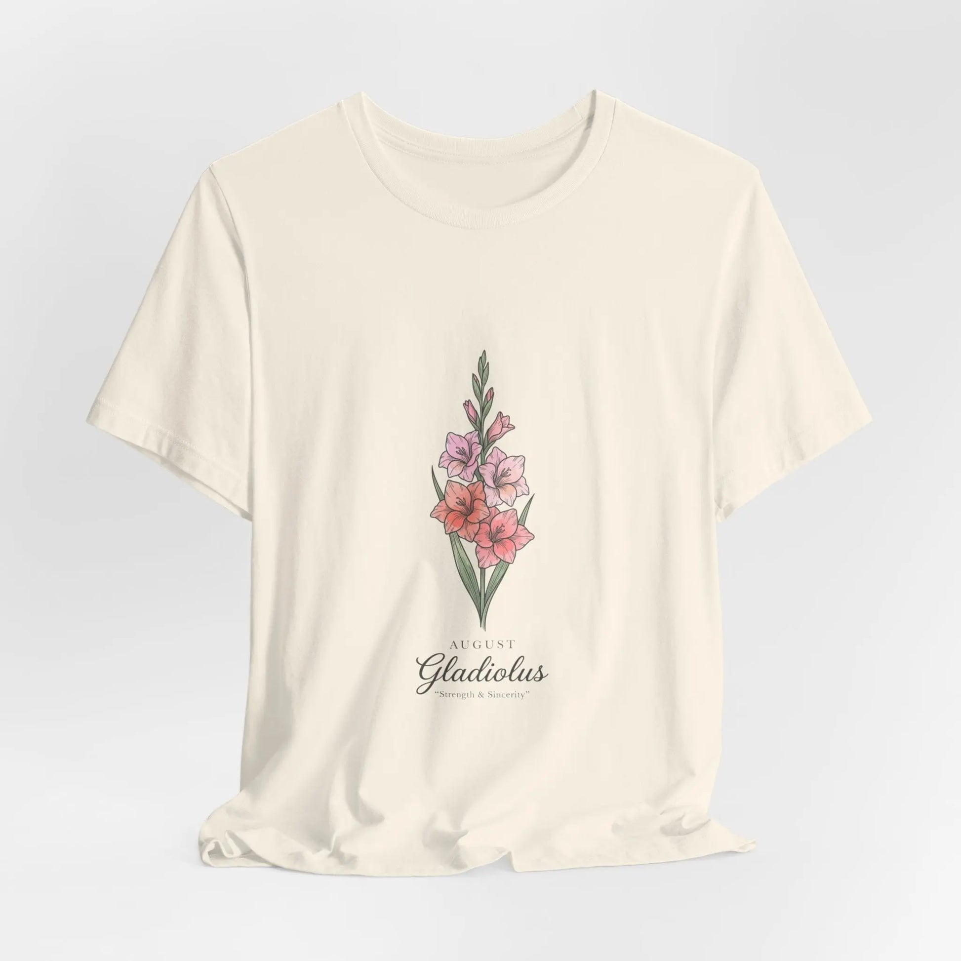 Gladiolus Birth Month Flower Tee | Botanical Watercolor, Personalized Name Printify