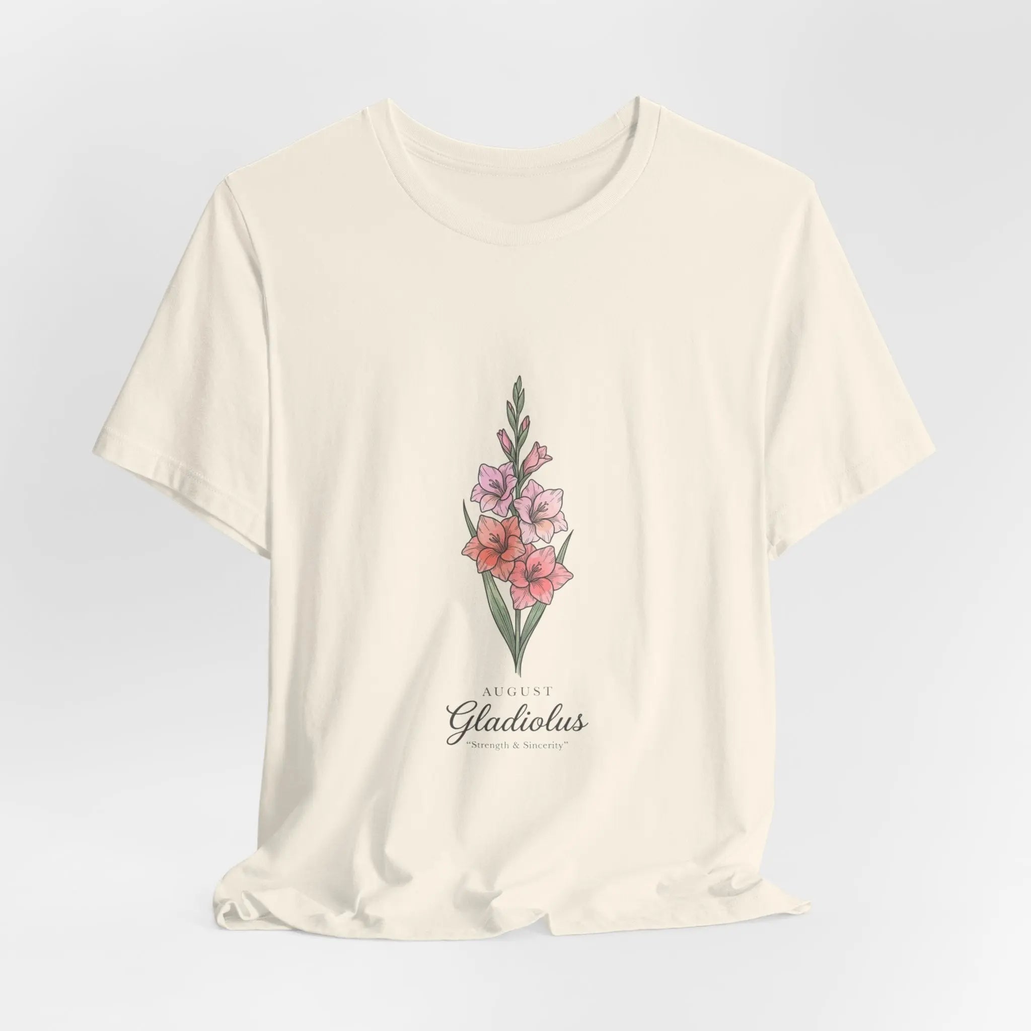 Gladiolus Birth Month Flower Tee | Botanical Watercolor, Personalized Name Printify