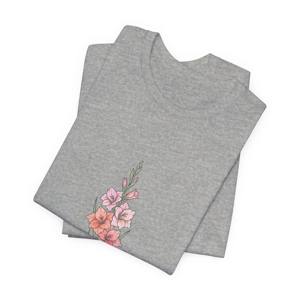 Gladiolus Birth Month Flower Tee | Botanical Watercolor, Personalized Name Printify