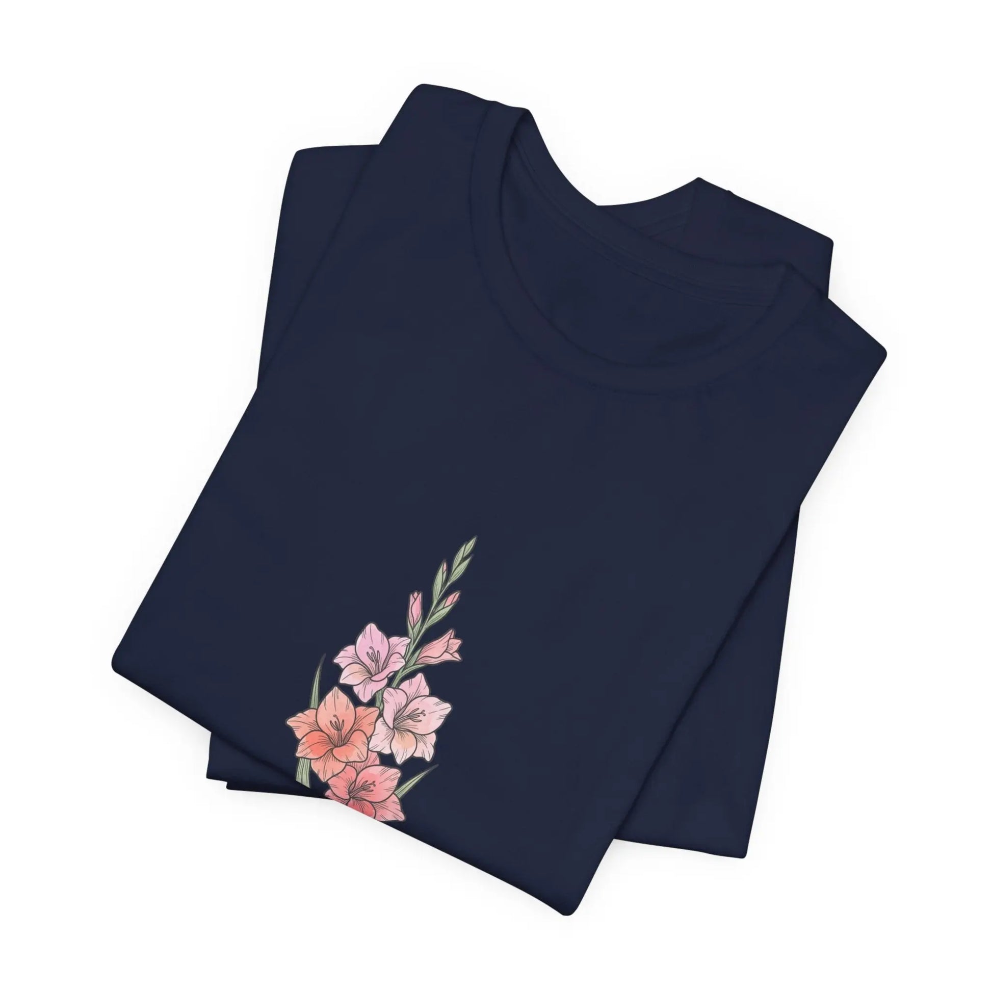 Gladiolus Birth Month Flower Tee | Botanical Watercolor, Personalized Name Printify
