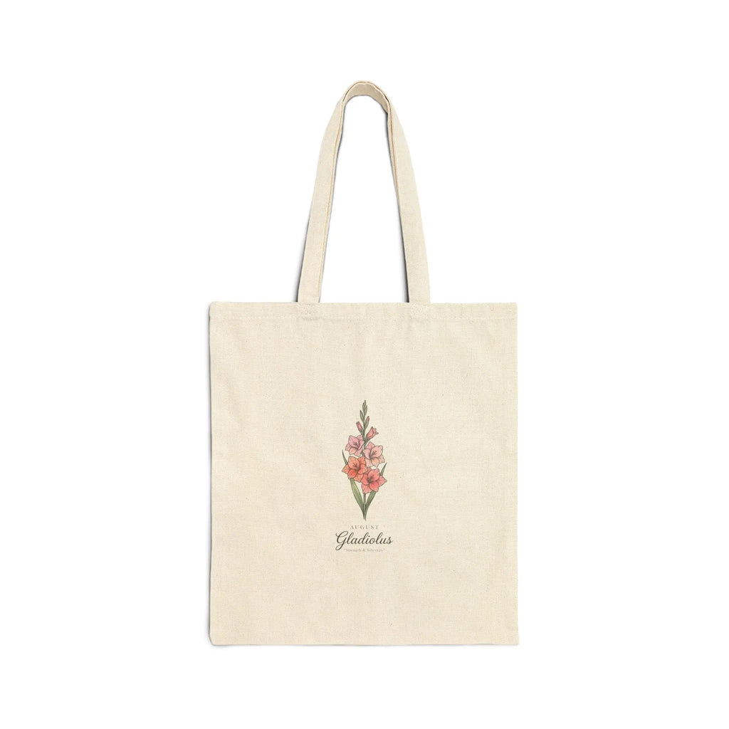 Gladiolus Birth Month Flower Tote, botanical watercolor, personalized name Printify