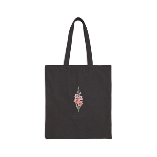Gladiolus Birth Month Flower Tote, botanical watercolor, personalized name Printify