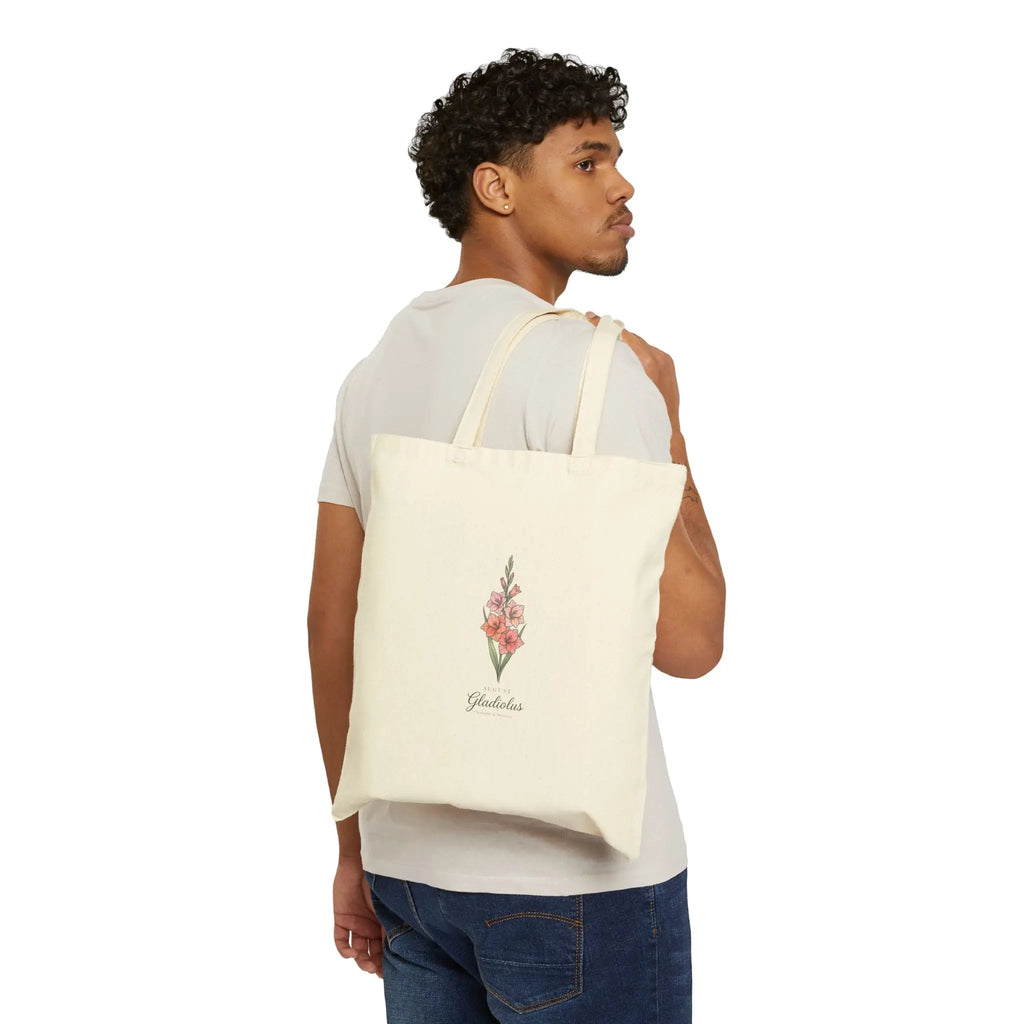 Gladiolus Birth Month Flower Tote, botanical watercolor, personalized name Printify
