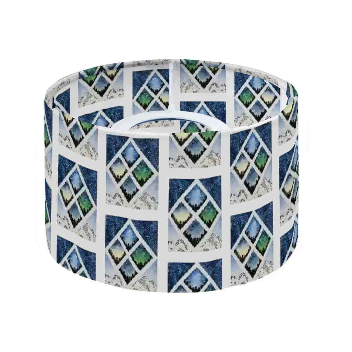Sparkly New Year Candle Warmer Lampshade featuring a unique diamond pattern in blue and green.