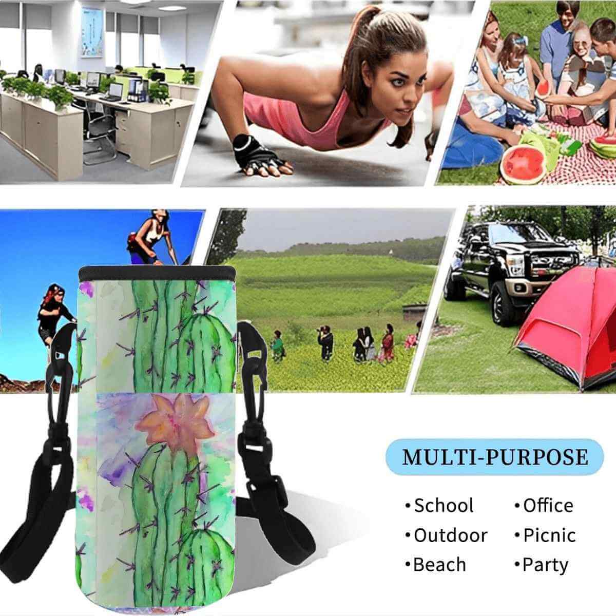 You're Not Alone Bottle Sleeve displayed in various settings for multi-purpose use like school, outdoor, and picnic.