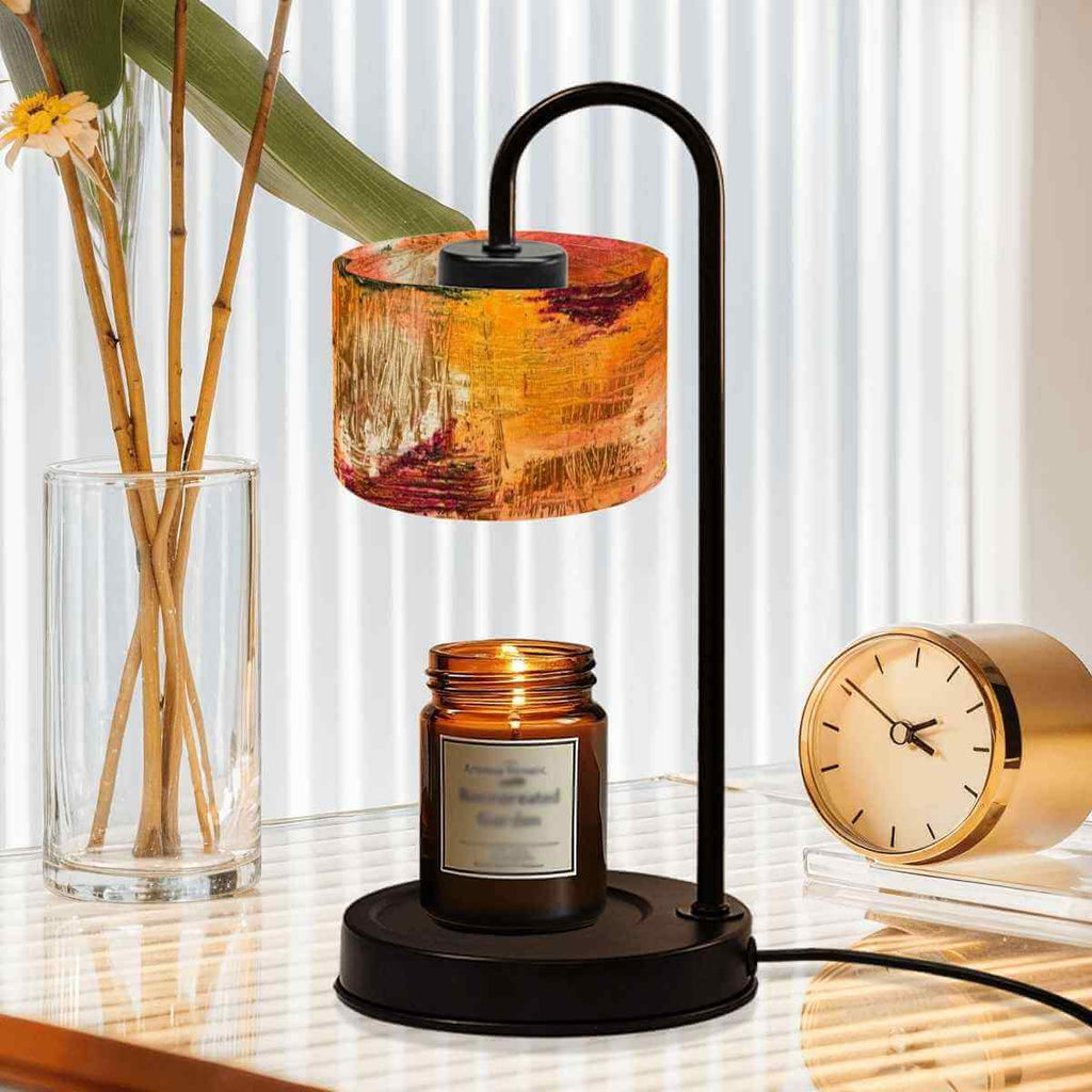 Sparkly New Year Candle Warmer Lampshade elevating candle ambiance in stylish home setting.