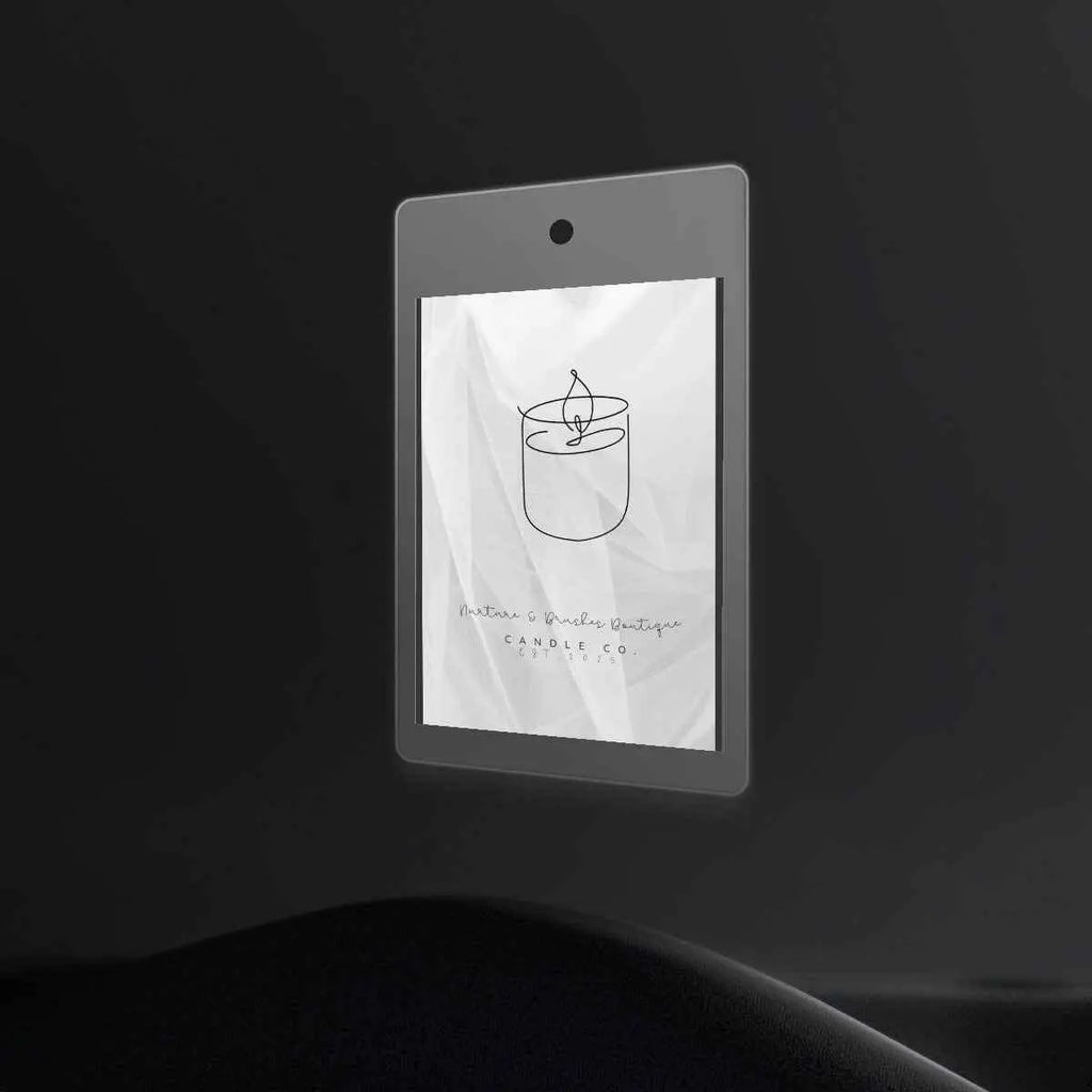 Sparkly New Year Candle Warmer Lampshade branding display with candle logo design.