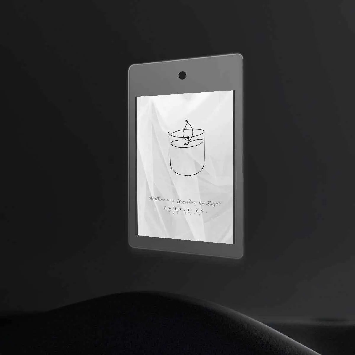 Sparkly New Year Candle Warmer Lampshade branding display with candle logo design.