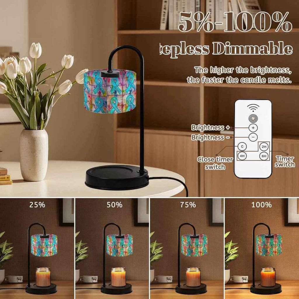 Sparkly New Year Candle Warmer Lampshade in a dimmable setting with remote control and candle, enhancing home decor.