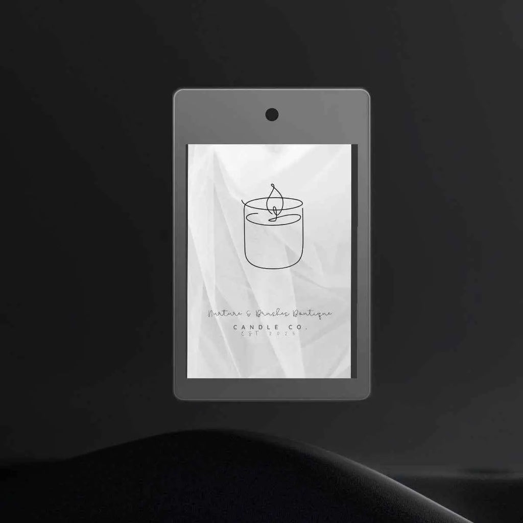Sparkly New Year Candle Warmer Lampshade product label with illustration of a candle on a sleek background.