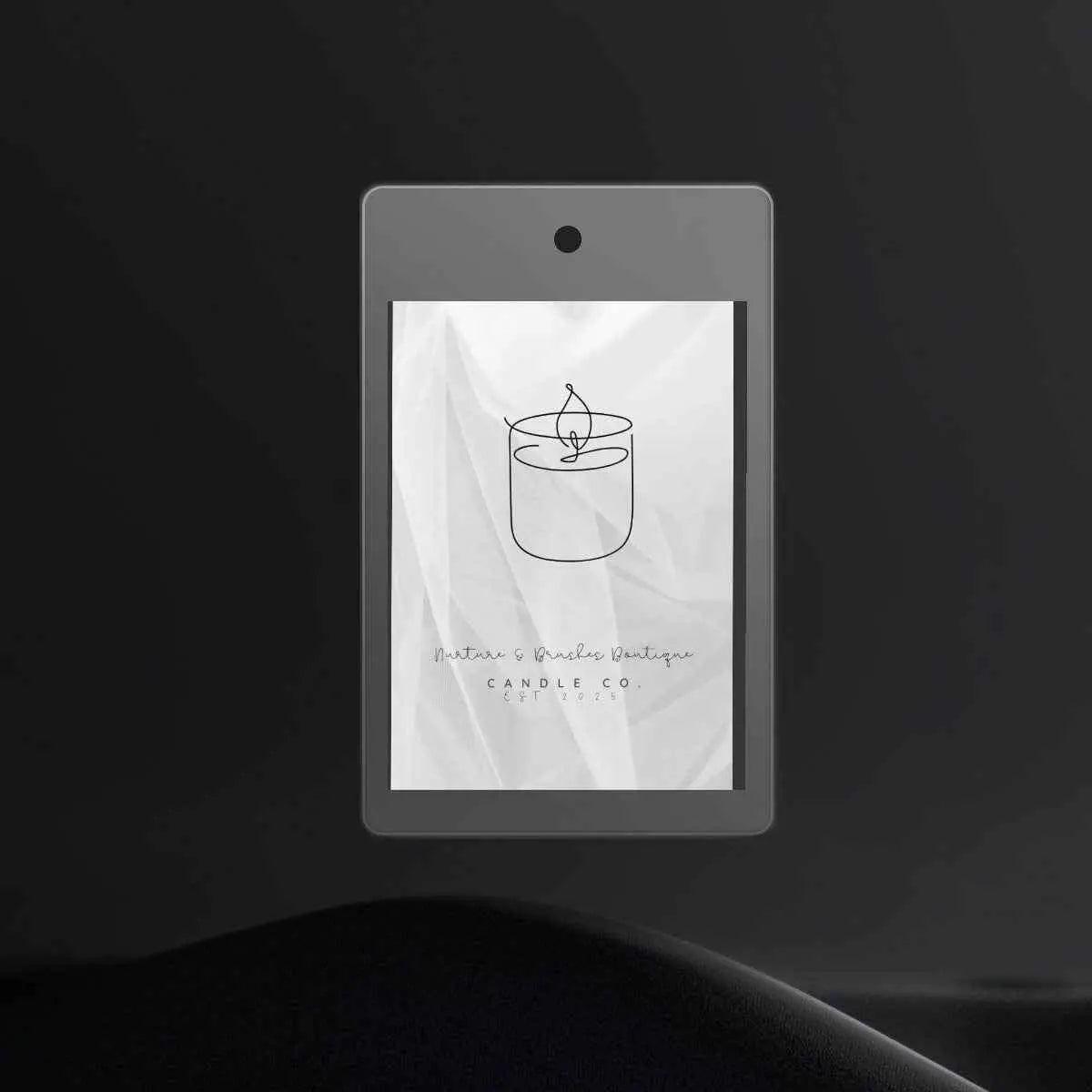 Sparkly New Year Candle Warmer Lampshade product label with illustration of a candle on a sleek background.