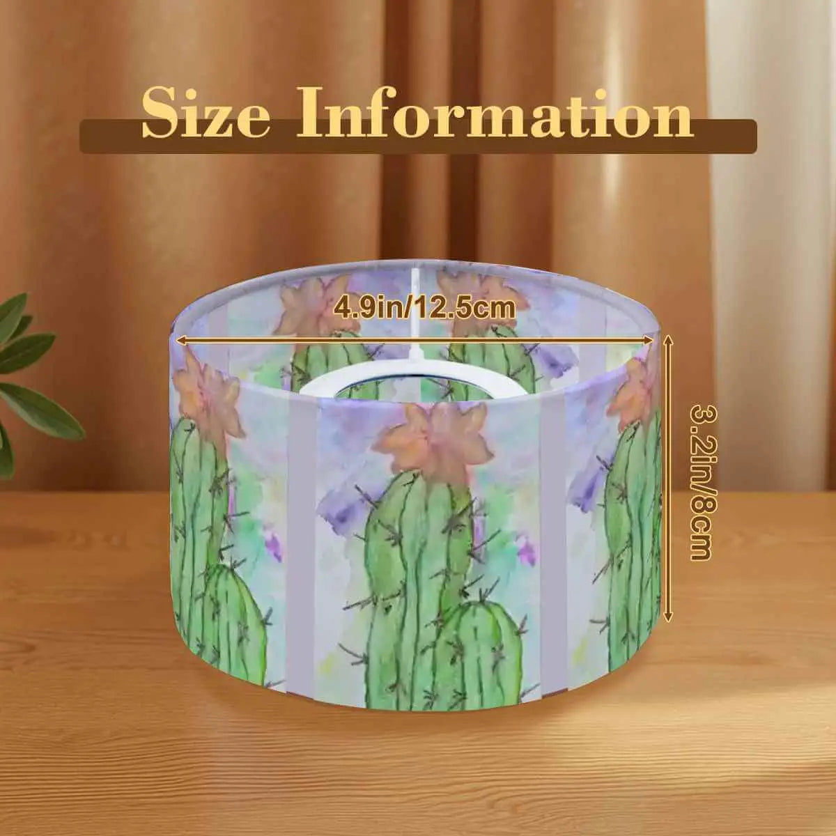 Sparkly New Year Candle Warmer Lampshade size information with dimensions of 4.9in and 3.2in.