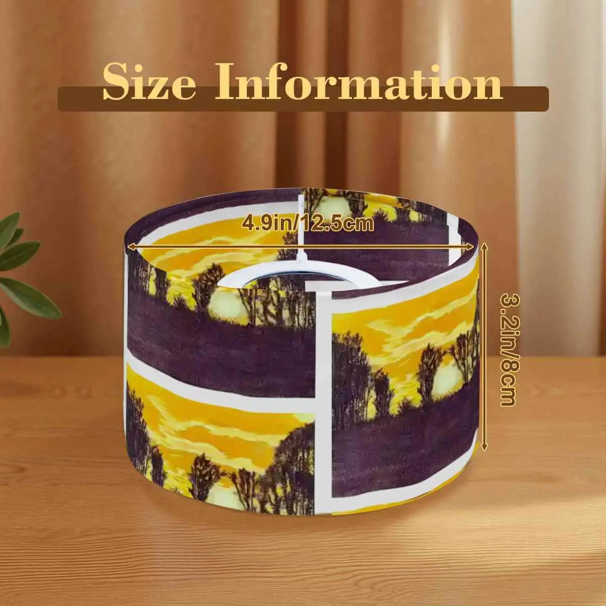 Sparkly New Year Candle Warmer Lampshade size information showing dimensions of 4.9in x 3.2in as colorful decorative design.