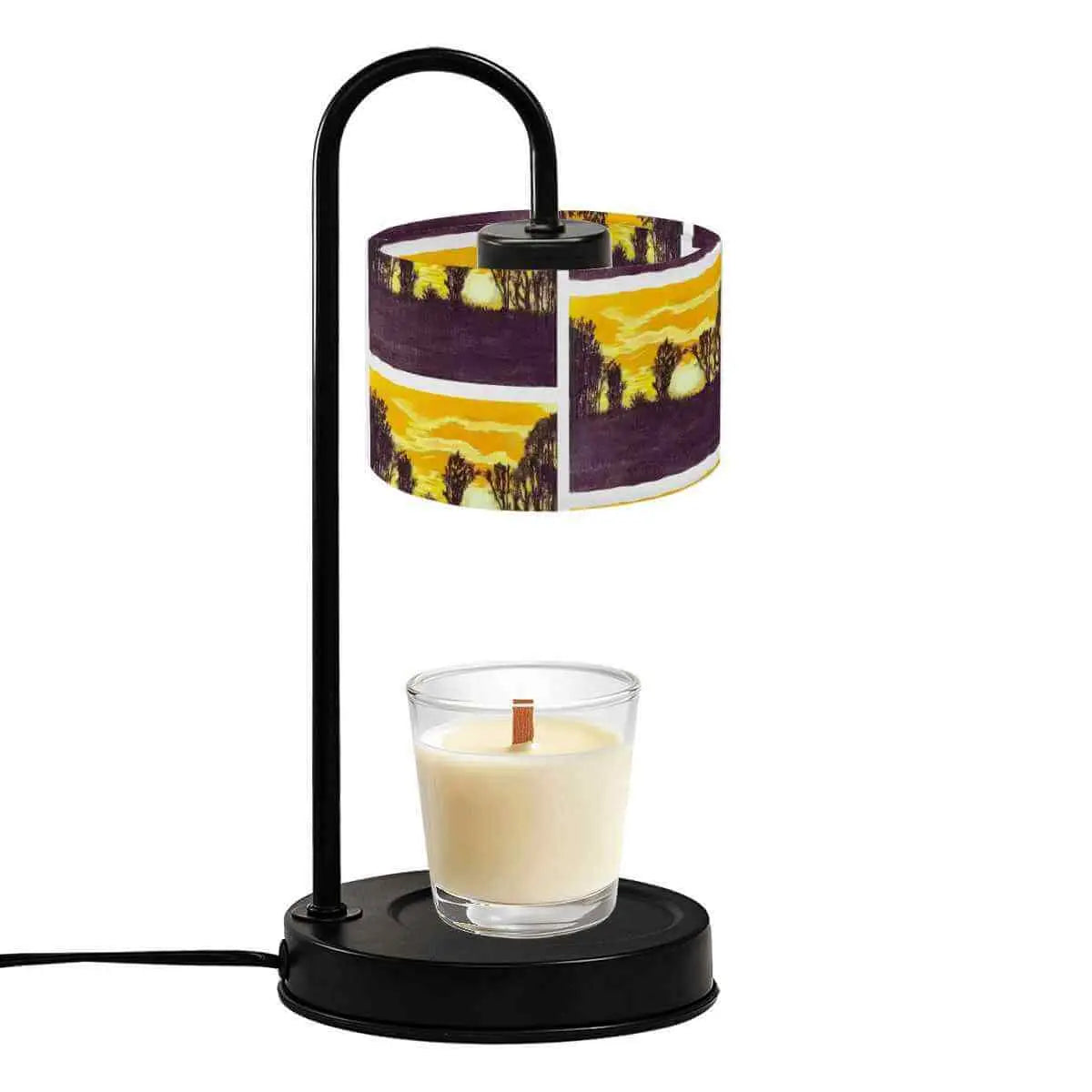 Sparkly New Year Candle Warmer Lampshade illuminating a candle for a cozy ambiance.